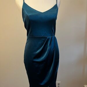 Elegant Teal Satin Dress